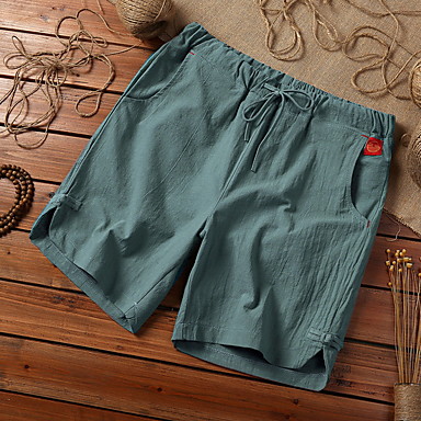 baratos Calças para Homem-Homens Básico Delgado Shorts Calças - Sólido Com Cordão Preto Khaki Verde US32 / UK32 / EU40 / US34 / UK34 / EU42 / US36 / UK36 / EU44