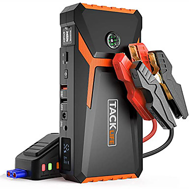 baratos Ferramentas de Emergência-tacklife t8 12 v 800 um pico de salto automotivo de 18000 mah (até 6,5 l de gasolina ou 5,5 l de motor diesel) bateria recarregável automática aumenta o pacote de energia portátil com o isqueiro de