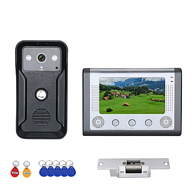 baratos Sistemas de Controle de Acesso-Sistema de rfid do telefone da porta do intercomunicador de vídeo a cores de 7 polegadas com campainha hd 1000tvl camera com fechadura elétrica