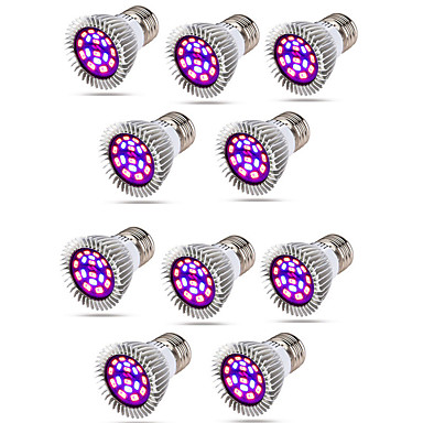 baratos Lâmpadas de LED-10 pcs e14 led cresce a luz e27 espectro completo led planta lâmpada 18 w fitolamp ac85-265v vermelho azul uv ir led crescente lâmpada para plantas gu10