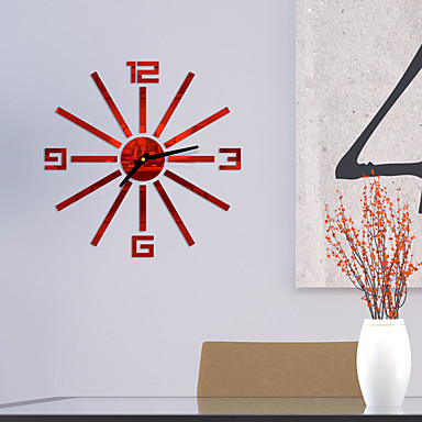 baratos clocks-Diy relógio de parede digital espelho 3d adesivo de superfície relógio silencioso escritório em casa decoração relógio de parede para quarto escritório sem baterias