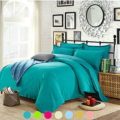 baratos Edredom-capa de edredão de cor sólida com fecho de correr, conjuntos de capa de edredão hipoalergénicos ultra macios 4 peças