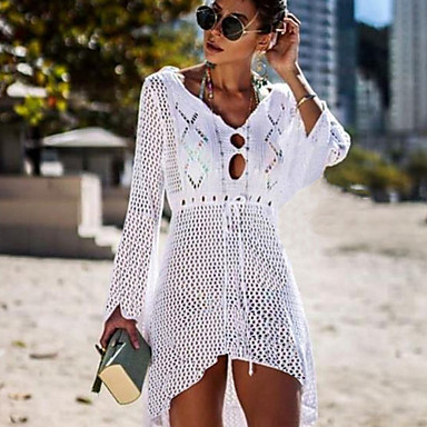 baratos Saídas de Praia-Mulheres Cobertura Roupa de Banho roupa de banho - Sólido Tamanho Único Preto Azul Laranja Azul Real Bege