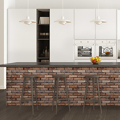 baratos Decoração-Padrão de tijolo amarelo simulação de pvc auto-adesivo diy adesivos de parede decorativos bar adesivos