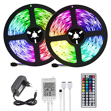 baratos LED &amp; Iluminação-LOENDE 2x5 milhões Faixas de Luzes LED Flexíveis Conjuntos de Luzes Faixas de Luzes RGB 600 LEDs 2835 SMD 8mm 1conjunto RGB Natal Ano Novo Criativo Cortável Decorativa 12 V / Auto-Adesivo