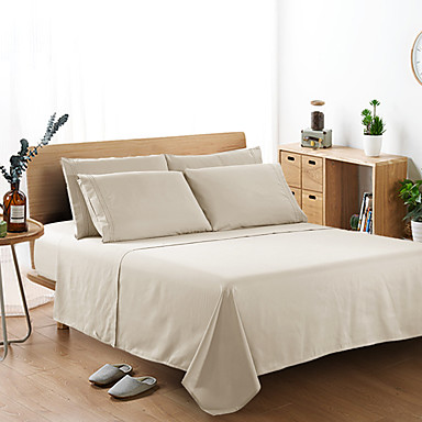 baratos Fronhas e Conjuntos de lençóis-conjunto de cama conjunto de folhas tamanho da folha equipado 4 pcs branco cinza folha plana microfibra escovada roupa de cama de seda lençóis e fronhas coleção única rainha completa rei cal-king