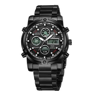 baratos Relógios para Casais-SKMEI Homens Casal Relógio Esportivo Relógio Elegante Quartzo Aço Inoxidável Preta / Prata 30 m Impermeável Três Fusos Horários Legal Analógico Luxo Clássico Fashion - Prata Azul Prata / Black