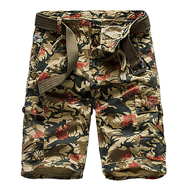 baratos Shorts-Homens Básico Diário Solto Shorts Calças de carga Calças - Côr Camuflagem Verão Azul Verde Tropa Khaki US32 / UK32 / EU40 / US36 / UK36 / EU44 / US38 / UK38 / EU46