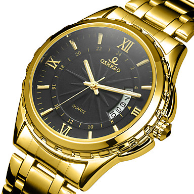 baratos Relógios Elegantes-Homens Relógios de aço Quartzo Estilo Moderno Fashion Aço Inoxidável Dourada 30 m Impermeável Calendário Legal Analógico Luxo Clássico - Branco Preto Azul Um ano Ciclo de Vida da Bateria