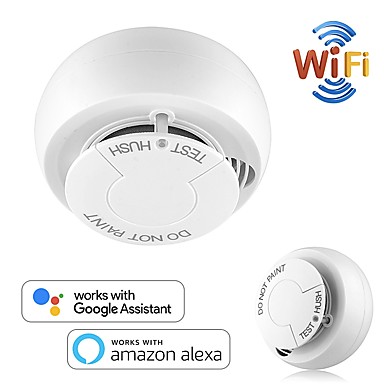 baratos Casa Inteligente-detector de fumaça inteligente wifi app controle remoto compatível com sensor de alarme de incêndio automação de segurança sem fio google alexa tuya