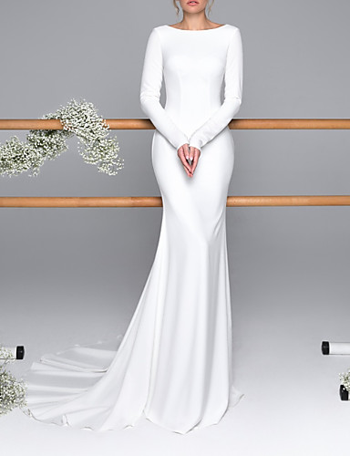 long sleeve bateau neck wedding dress