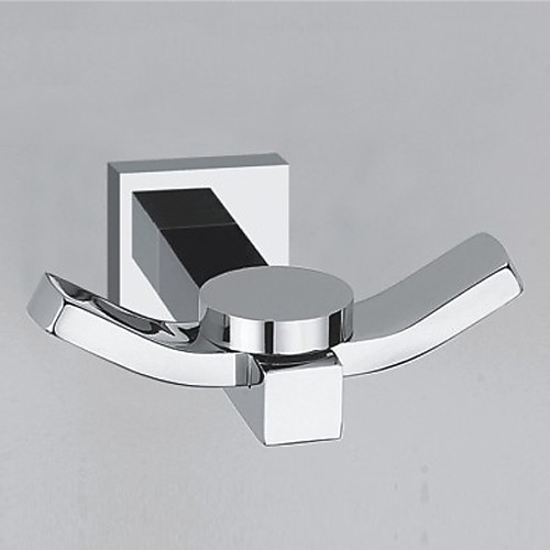 

Multifunction Robe Hook Chrome Contemporary Brass Double Bathroom Hooks Wall Mounted Silver 1pc