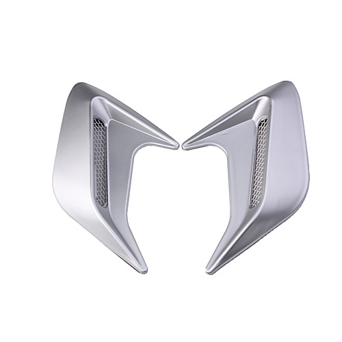 

2pc Universal Car Exhaust Port Side Door Wing Fender 3D Shark Gill Simulation Air Flow Intake Vent Hood Decoration Cover Sticker-Silver