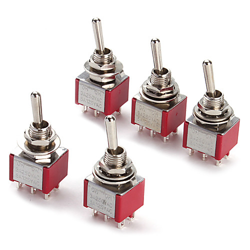 

6P Toggle Switch For Electronics Diy Ac 250V 2A 120V 5A Spdt On/Off/On(5 Pieces A Pack)