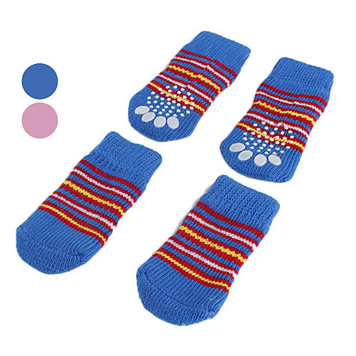 

Dog Socks Casual / Daily Keep Warm Stripes Blue Pink For Pets / Winter