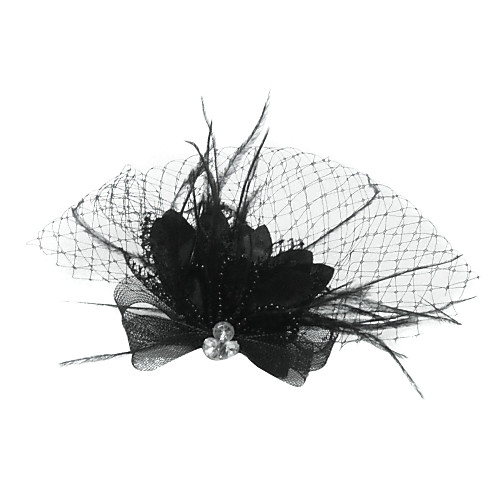 

Tulle / Crystal / Feather Tiaras / Birdcage Veils with 1 Piece Wedding / Special Occasion / Party / Evening Headpiece / Fabric