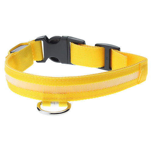 

Adjustable High Quality Nylon LED Collar for Dogs (Yellow)