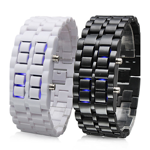 

Men's Women's Couple's Sport Watch Quartz Stainless Steel Black / White 30 m LED Digital