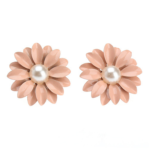 

Women's Stud Earrings Flower Ladies Classic Pearl Earrings Jewelry Pink For Party