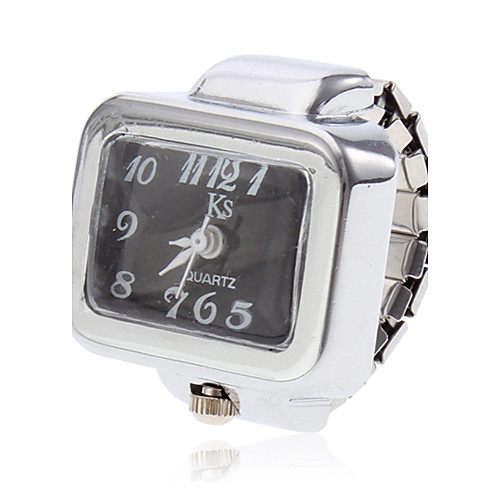 

Women's Ring Watch Square Watch Quartz Silver Casual Watch Ladies Charm - White Black One Year Battery Life / SSUO SR626SW