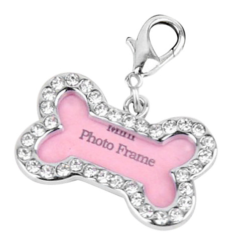 

Cat Dog Tag Rhinestone Bone Alloy Silver