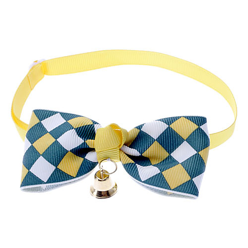 

Cat Dog Collar Bow Tie With Bell Nylon Yellow Blue Pink Brown
