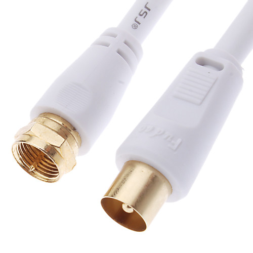 

JSJ 1.8M 5.904FT Coaxial with F Type Male to TV Coaxial Male Cable White for CCTV