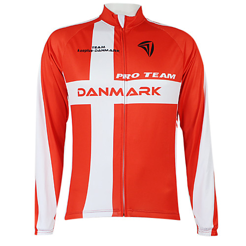 

Women's Men's Long Sleeve Cycling Jersey Winter Polyester Denmark Champion National Flag Bike Jersey Top Mountain Bike MTB Road Bike Cycling Windproof Quick Dry Waterproof Zipper Sports Clothing