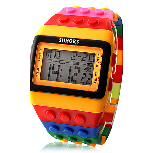 

Men's Women's Digital Watch Square Watch Digital block bricks Multi-Colored Alarm Calendar / date / day Chronograph LED Digital Candy color Fashion LGBT Pride - Black / White Red / White YellowBlue