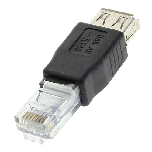 

USB 2.0 Female to RJ45 Male Adapter Black for Ethernet