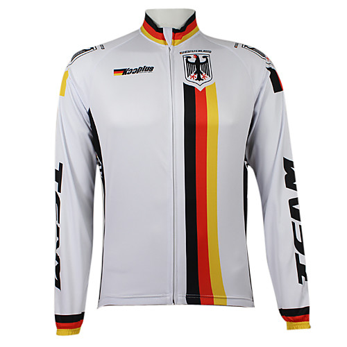 

Women's Men's Long Sleeve Cycling Jersey Winter Polyester White Germany Champion National Flag Bike Jersey Top Mountain Bike MTB Road Bike Cycling Windproof Quick Dry Waterproof Zipper Sports