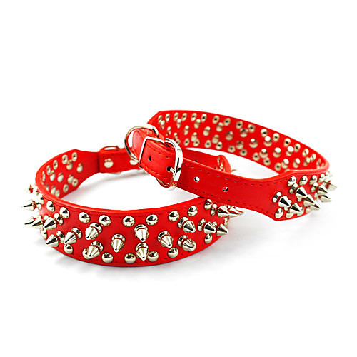 

Dog Collar PU Leather White Black Red Pink Brown