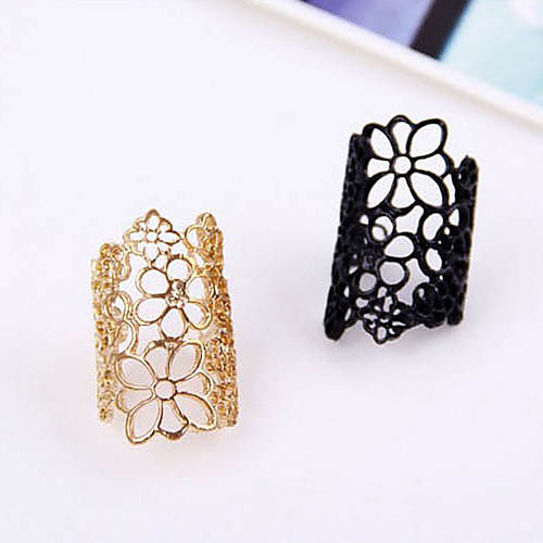 

Band Ring filigree Gold Black Lace Alloy Ladies Gothic European One Size / Statement Ring / Women's