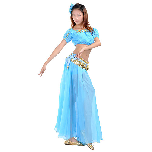 

Belly Dance Top Coin Beading Split Front Women's Training Performance 7.87inch(20cm) Chiffon