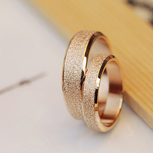 

High Quality Titanium Steel Golden Dull Polish Couple Wedding Rings