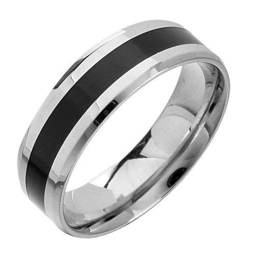 

Band Ring Silver / Black Titanium Steel Tungsten Steel Simple Style Initial 6 7 8 9 10 / Women's