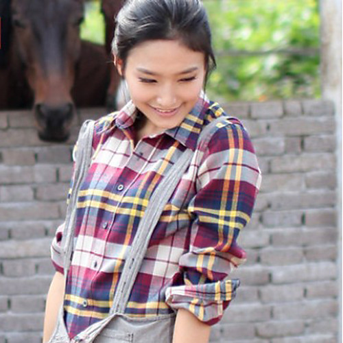 

Women's Solid Colored Blouse - Cotton Basic Rainbow