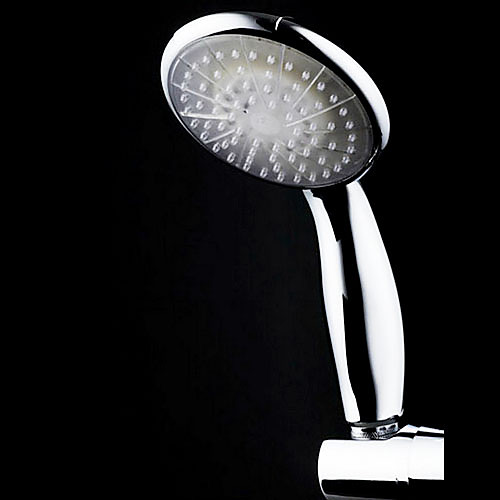 

Luminex by PowerSpa Multi-Color Setting LED Handheld Shower Head with Air Jet LED Turbo Pressure-Boost Nozzle Technology