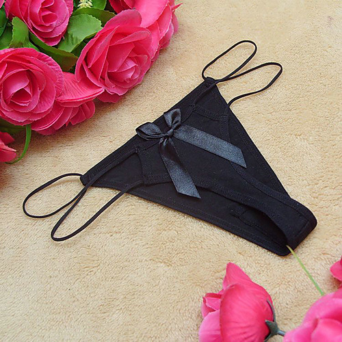 

Women's Bow Solid Colored G-strings & Thongs Panties / Ultra Sexy Panty Mid Waist Cotton Fuchsia One-Size