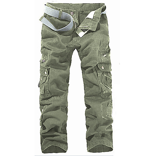 

Men's Military Casual Daily Going out Weekend Loose Slim Chinos Tactical Cargo Pants Solid Colored Full Length Black Dark Gray Khaki Emerald Light gray