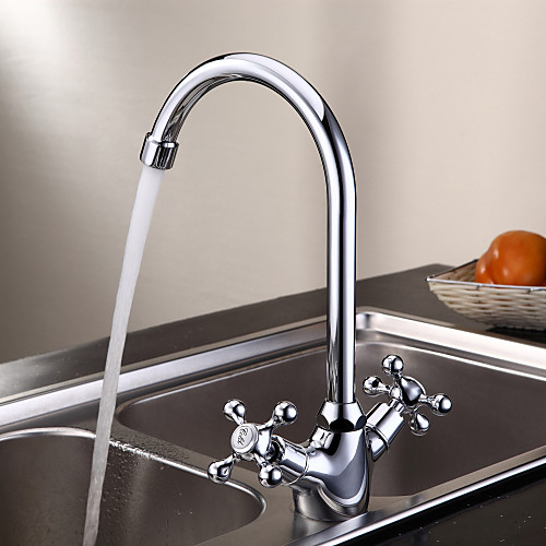 

Kitchen faucet - One Hole Chrome Standard Spout / Tall / ­High Arc Deck Mounted Traditional Kitchen Taps / Two Handles One Hole