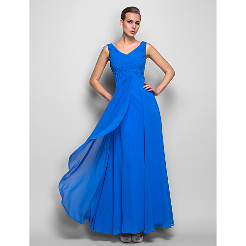

Sheath / Column Minimalist Elegant Holiday Formal Evening Dress V Neck Sleeveless Floor Length Georgette with Criss Cross Ruched 2021