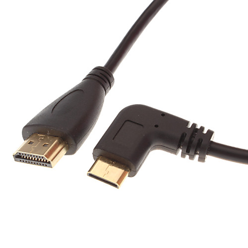 

HDMI V1.3 Female to Mini HDMI V1.3 Male 90°to Left Cable OD4.5mm Black(0.5M)