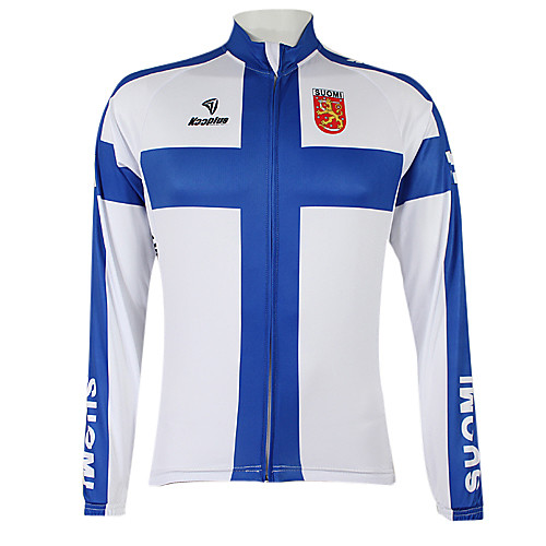 

Women's Men's Long Sleeve Cycling Jersey Winter Polyester BlueWhite Finland Champion National Flag Bike Jersey Top Mountain Bike MTB Road Bike Cycling Windproof Quick Dry Waterproof Zipper Sports