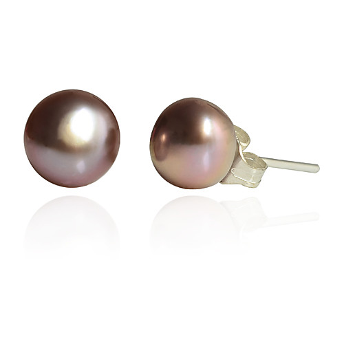 

Women's Tahitian pearl Stud Earrings Cheap Pearl Silver Plated Earrings Jewelry White / Purple / Pink For Party Daily Casual
