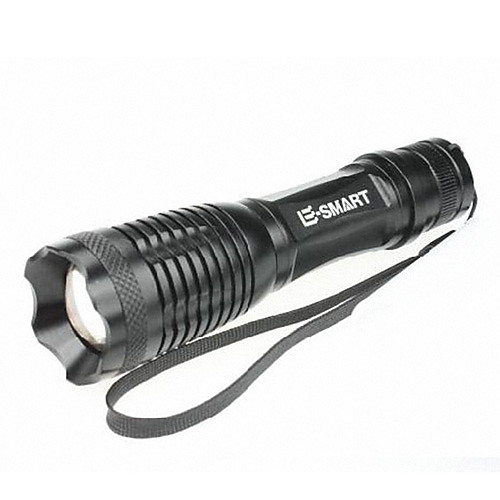 

E-SMART Adjustable Bright Cree XM-L T6 LED Zoom Flashlight(1x18650, Black)