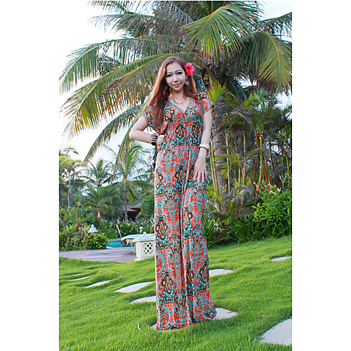 

Women's Swing Dress Maxi long Dress Screen Color Solid Color Print Loose One-Size / Chiffon