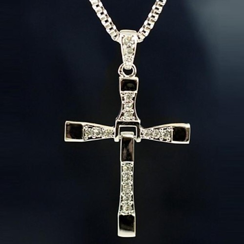 

Men's Pendant Necklace Vintage Necklace Cross Ladies Movie Jewelry Christ Rhinestone Alloy Silver Necklace Jewelry For Christmas Gifts Party Casual Daily Sports