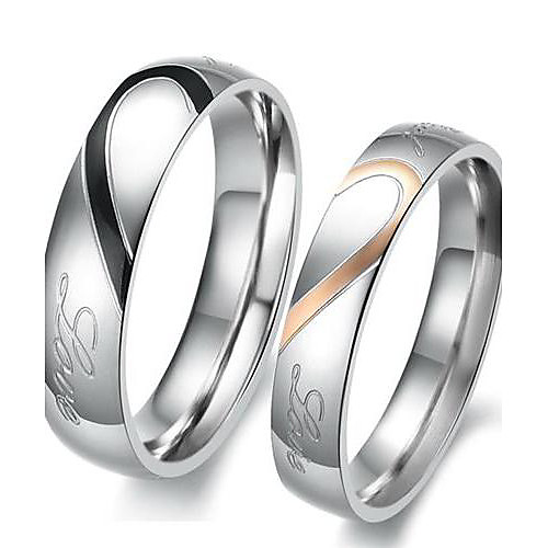 

Couple Rings Two tone Silver I Love You Titanium Steel Heart Love Friendship Ladies Simple Bridal 2pcs / Engagement Ring / Band Ring