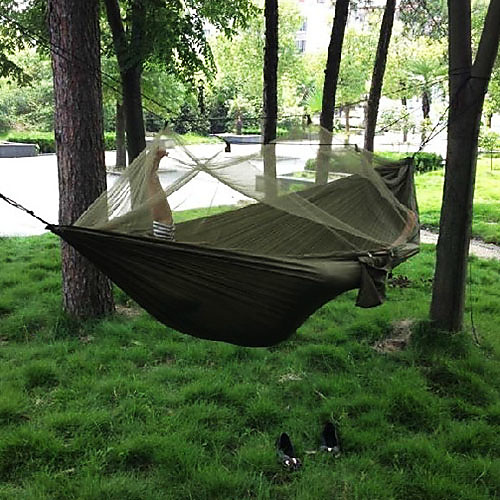 

Camping Hammock with Mosquito Net Double Hammock Outdoor Portable Anti-Mosquito Ultra Light (UL) Dust Proof Quick Dry Parachute Nylon with Carabiners and Tree Straps for 2 person Hunting Fishing